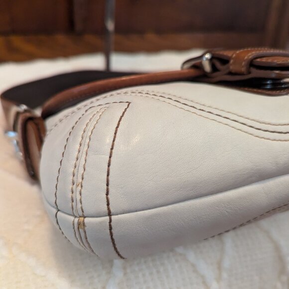 Coach SoHo Hobo 10188 White & Cognac Shoulder Bag BEAUTIFUL CONDITION - Picture 7 of 12